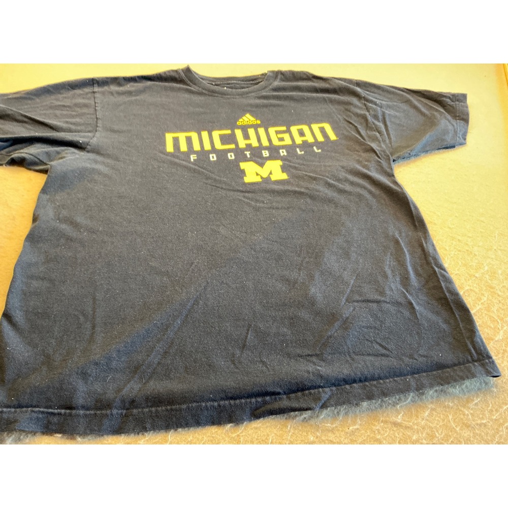 Adidas Michigan Football T-Shirt Navy Blue Graphic Cotton Mens Large NCAA Fan
